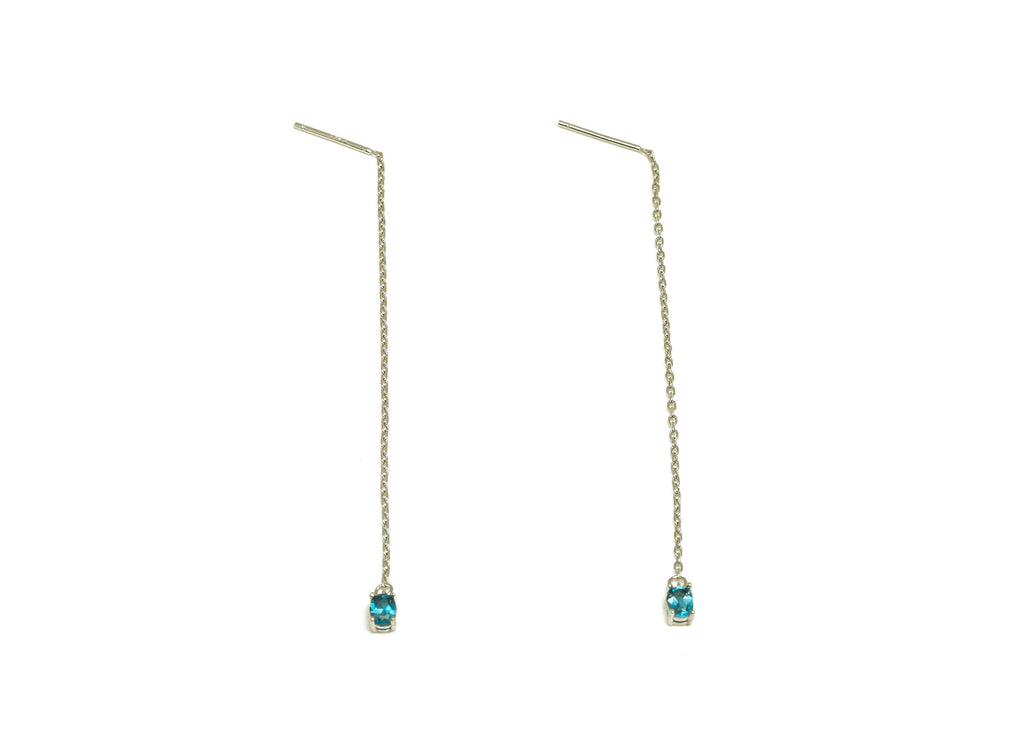 Topaz London Blue Tassel Earring Post - 925 Silver Crystal Earring Post - Natural Stone Dangle Gemstone Earring Post - 82x3mm - RGP7344D - DOMEDBAZAAR