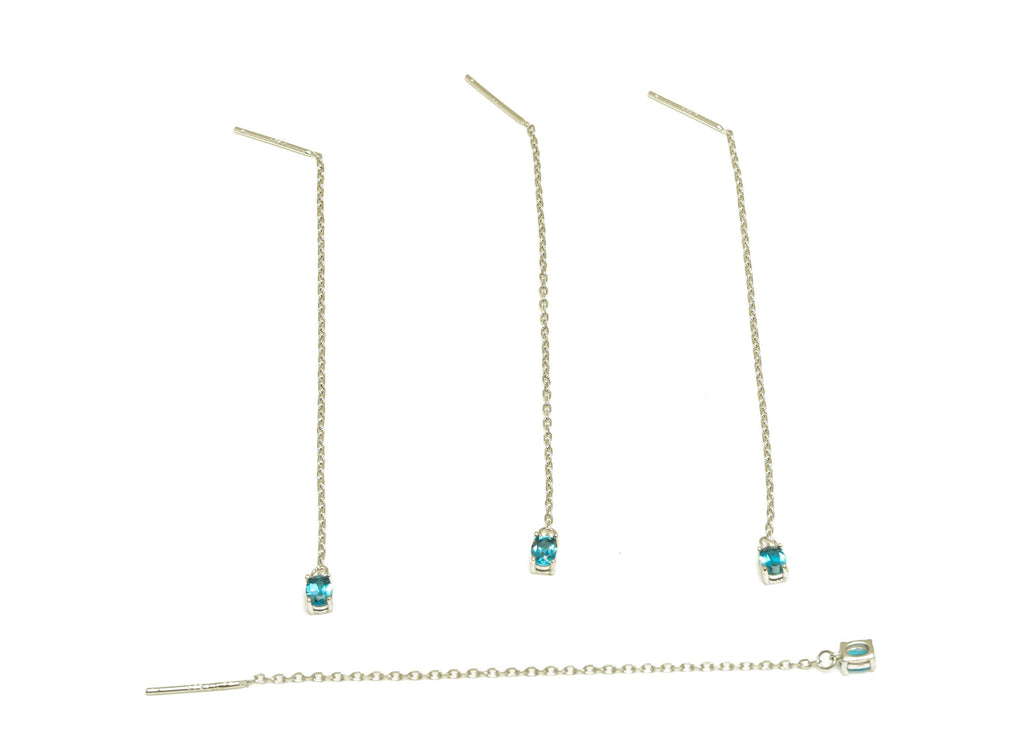 Topaz London Blue Tassel Earring Post - 925 Silver Crystal Earring Post - Natural Stone Dangle Gemstone Earring Post - 82x3mm - RGP7344D - DOMEDBAZAAR
