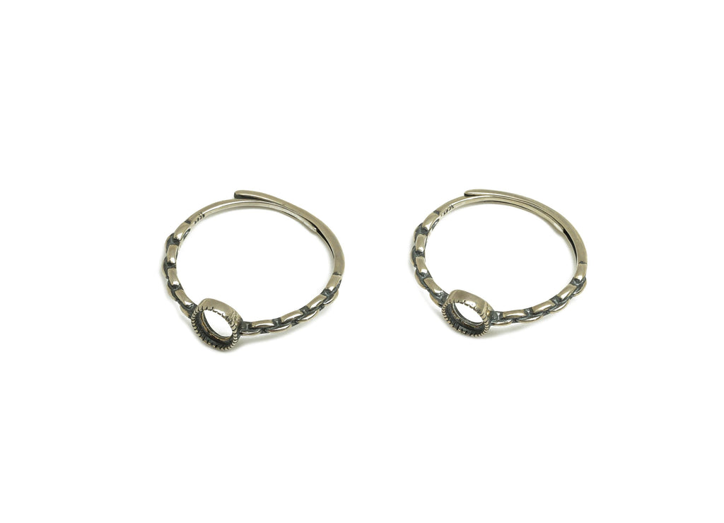 4x6mm Adjustable Oval Ring Setting - Vintage Adjustable Rings - Hoop Chain Adjustable Ring - For Jewelry - 925 Silver Sterling - RGP7417 - DOMEDBAZAAR