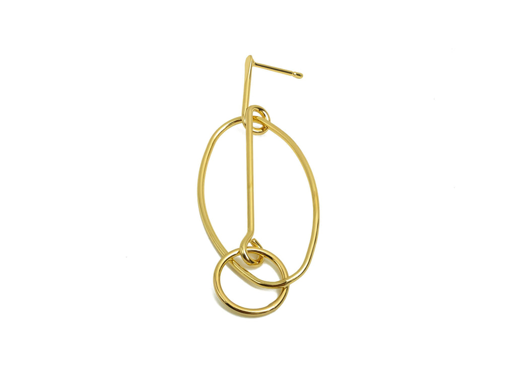 Brass Hammered Earring Post - Brass Dangle Oval Earring Stud - Geometry Earring Post  - 18K Real Gold Plating - 54x19x1.15mm - RGP8025 - DOMEDBAZAAR