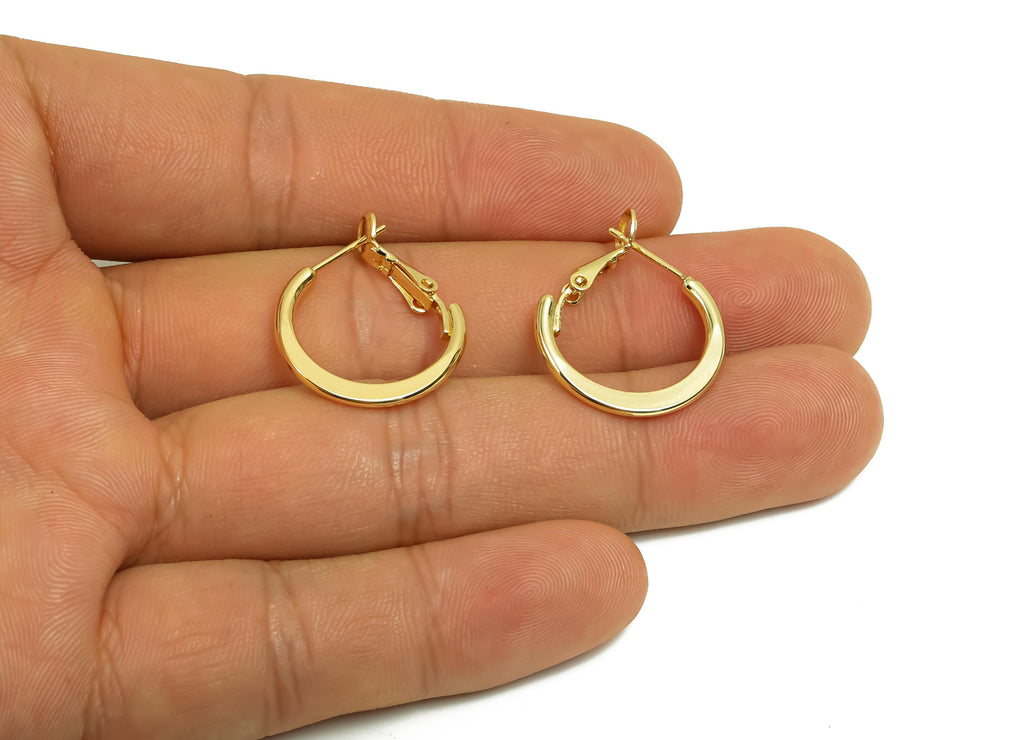 20mm Round Hoop Earring - Brass Clasp Back Earring - Brass Hoop Clasp  Earring - 18K Real Gold Plating - 19x19x1.72mm - RGP8041-20 - DOMEDBAZAAR