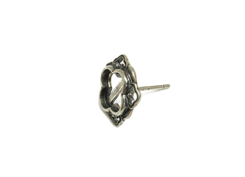 8mm Flower Earring Setting Post - Four Leaf Clover Earring Stud - Botanical Earring Post For Diamond - 925 Silver Sterling - RGP7436 - DOMEDBAZAAR