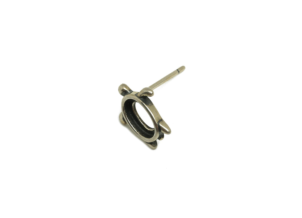 4x6mm Oval Earring Setting Post - Turtle Silver Earring Stud - Marine Oval Earring Post For Diamond - 925 Silver Sterling - RGP7431 - DOMEDBAZAAR
