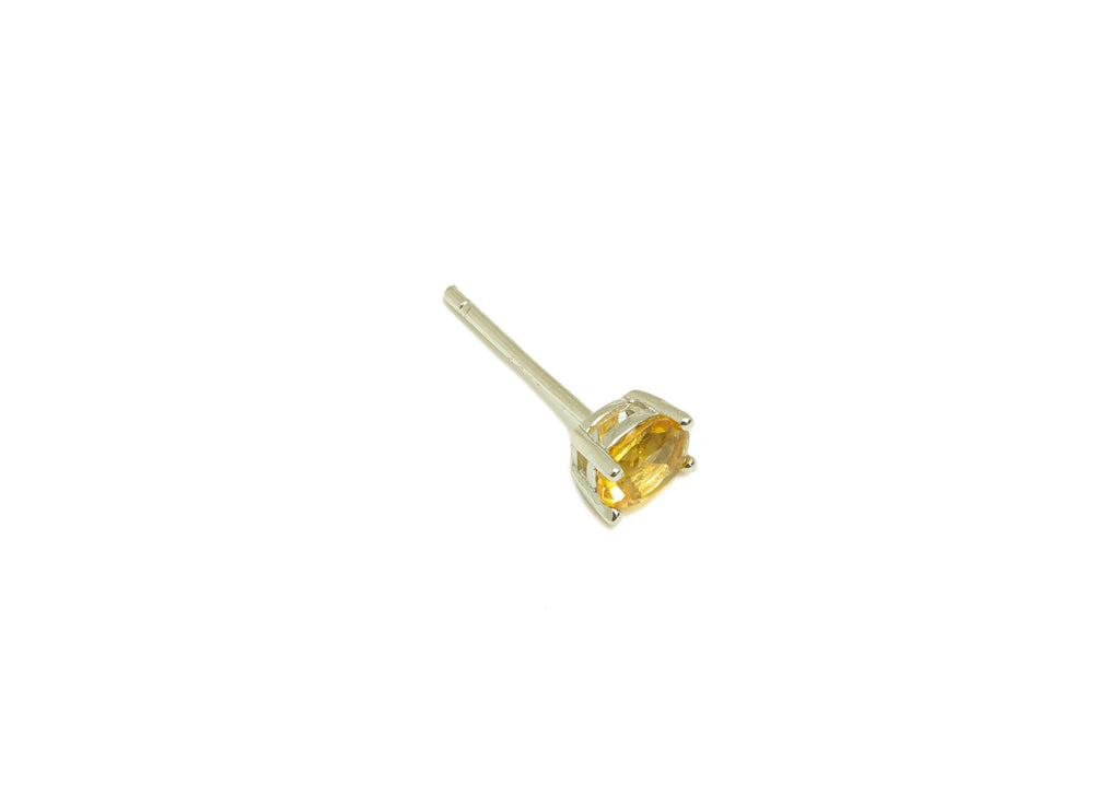4X5mm Citrine Earring Post - Silver Oval Citrine Earring Stud - Oval Natural Stone Post - Crystal Silver Earring Post - 14x4x0.6mm -RGP7346J - DOMEDBAZAAR