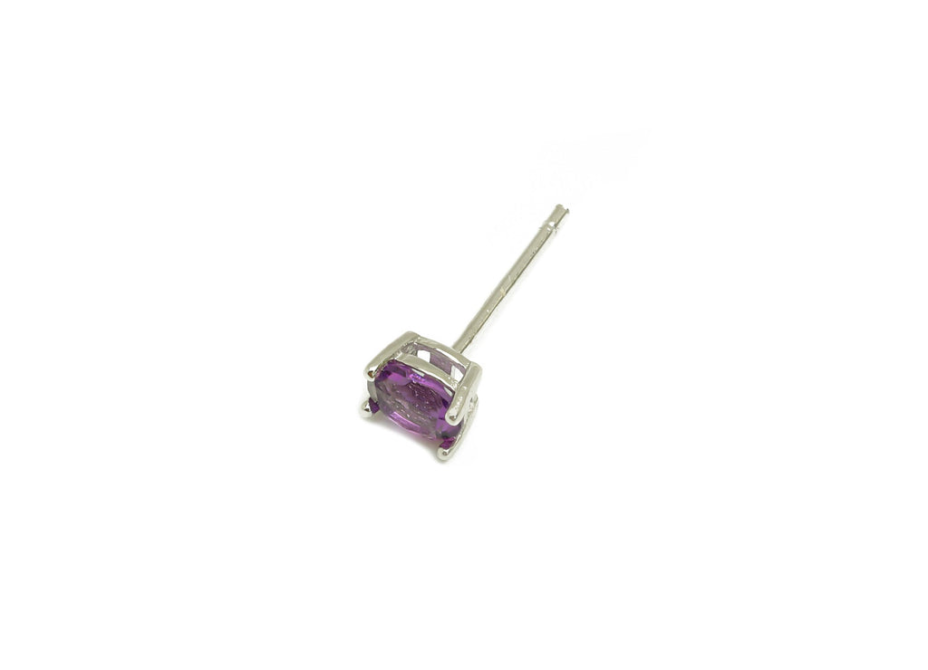 4X5mm Amethyst Earring Post - Silver Oval Amethyst Earring Stud - Natural Stone Post - Crystal Silver Earring Post - 14x4x0.6mm -RGP7346F - DOMEDBAZAAR
