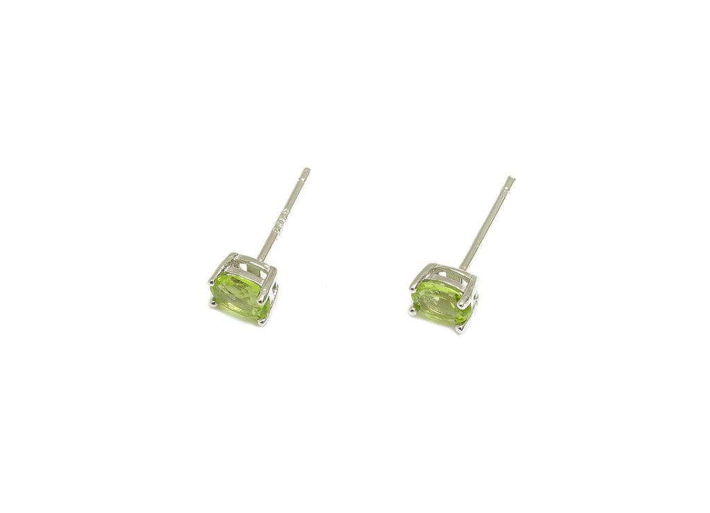4X5mm Peridot Earring Post - 925 Silver Oval Peridot Earring Stud - Natural Stone Post - Crystal Silver Earring Post - 14x4x0.6mm - RGP7346K - DOMEDBAZAAR