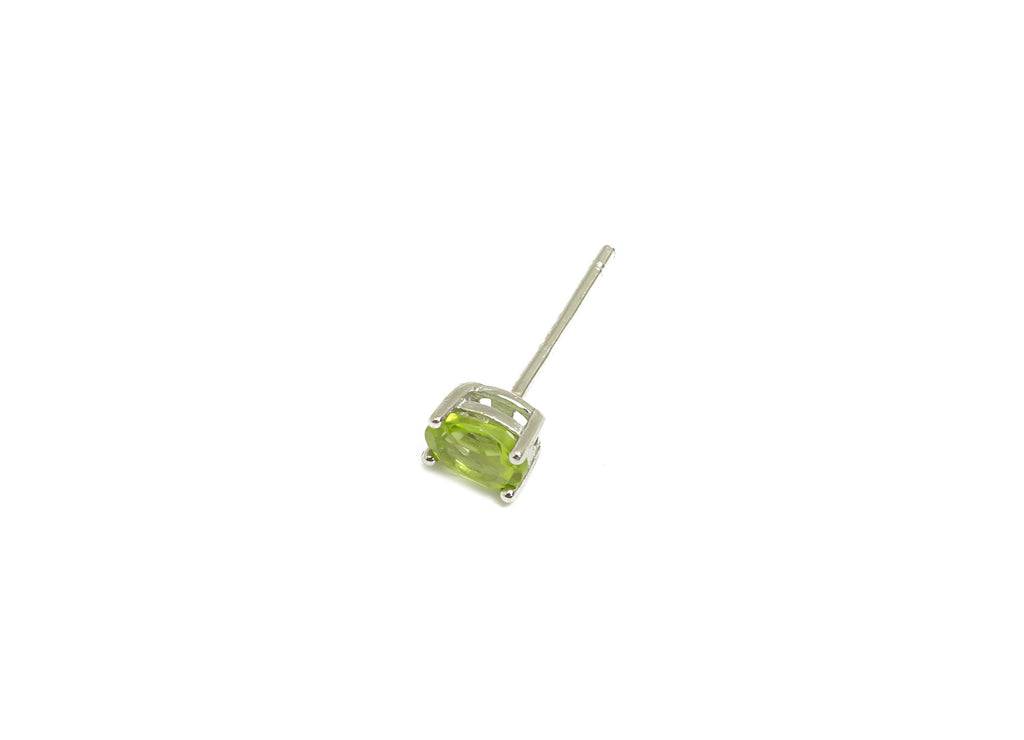 4X5mm Peridot Earring Post - 925 Silver Oval Peridot Earring Stud - Natural Stone Post - Crystal Silver Earring Post - 14x4x0.6mm - RGP7346K - DOMEDBAZAAR