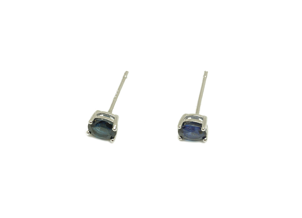 4X5mm Sapphire Earring Post - Silver Oval Sapphire Earring Stud - Natural Stone Post - Crystal Silver Earring Post - 14x4x0.6mm - RGP7346D - DOMEDBAZAAR