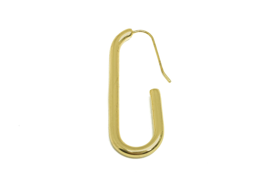Brass Rectangle Earring Wire - Gold Open Rectangle Hoop Earring Wire - Rectangle Ear Wire - 18K Real Gold Plated -42.83x15.9x2.74mm- RGP7929 - DOMEDBAZAAR