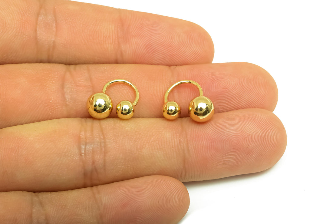 Brass Minimalist Ear Cuff - Gold Thick Ball Earring Cuff - Minimalist Ball Cuff Earring - 18K Real Gold Plated -13.76x11.65x0.86mm - RGP7945 - DOMEDBAZAAR