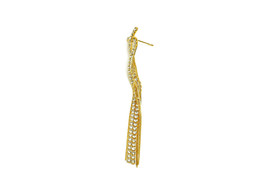 Brass Tassel Earring Stud - Brass Tassel Earring Post - Brass Snake Chain Tassel Earring Post - 18K Real Gold Plated - 86x14x2mm - RGP7501 - DOMEDBAZAAR