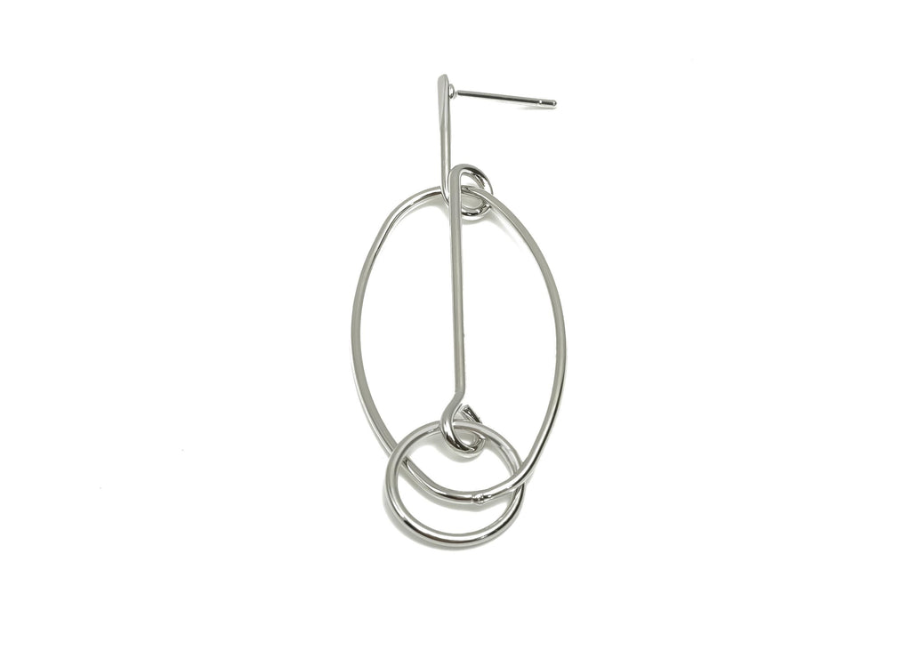 Brass Hammered Earring Post - Brass Dangle Oval Earring Stud - Geometry Earring Post  - 18K Real White Gold Plating - 54x19x1.15mm - RGP8065 - DOMEDBAZAAR
