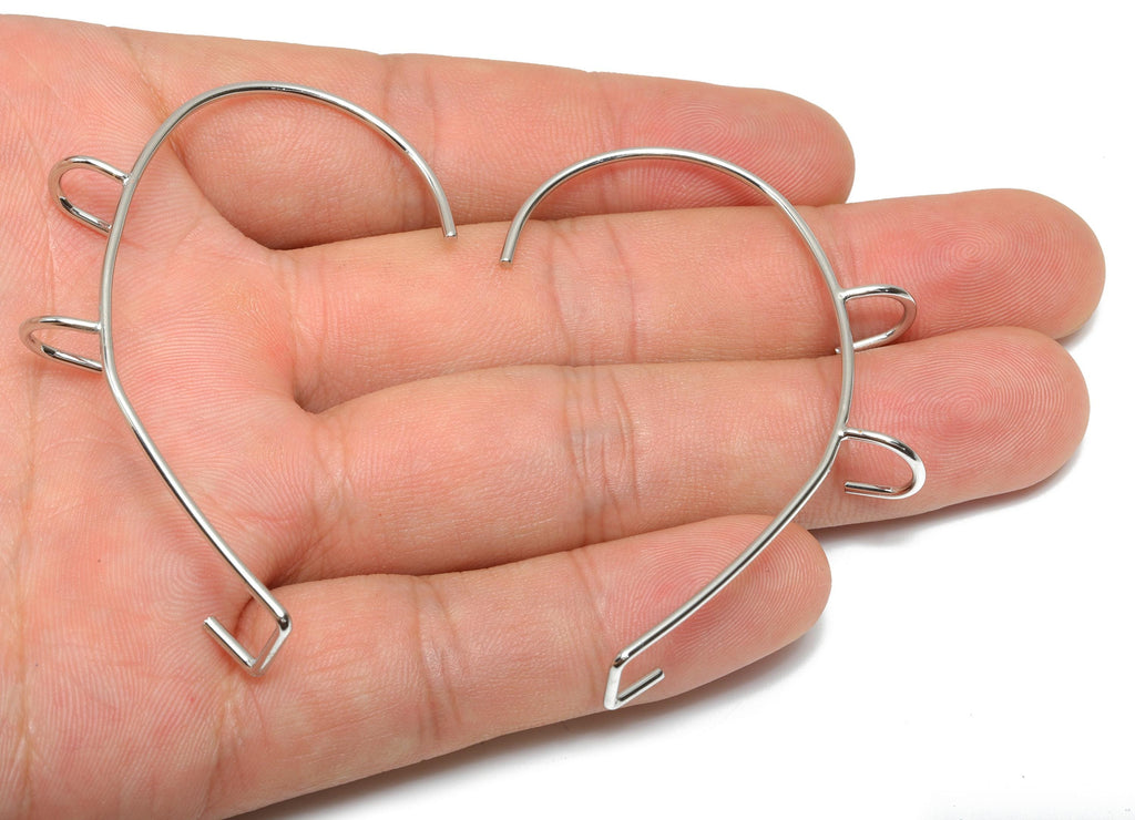 Brass Wires Ear Cuff Earring - Wires Earring Bone Hanging - Hanging Ear Cuff Earring - 18K Real White Gold Plating - 60.4x39.6x1mm - RGP8085 - DOMEDBAZAAR