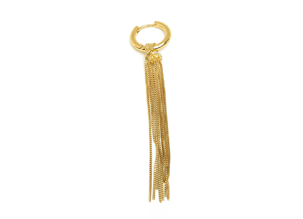 MJ101175 Huggie Hoop Wire Earring - Brass - Silver Stud - Chain Curb Earring - 18K Real Gold Plating - DOMEDBAZAAR