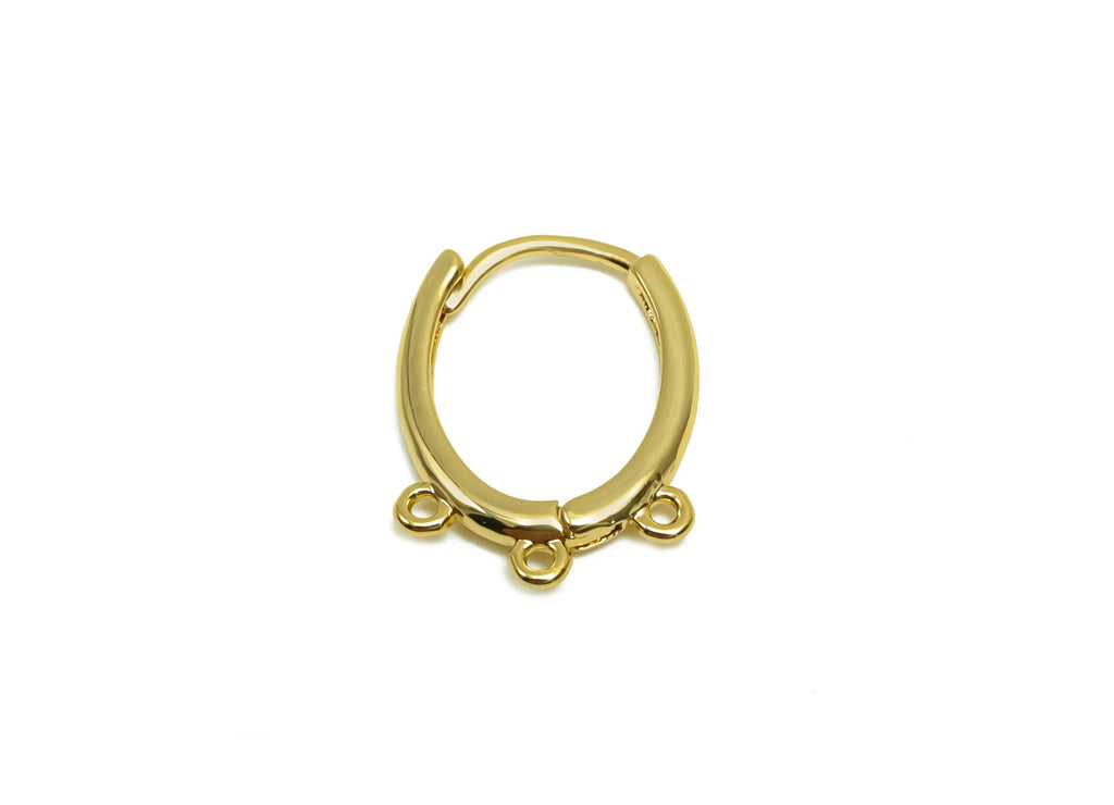 Brass  Hoop Earring - Brass Huggie Hoop Earring With Loop - Oval Clasp Earring For Tassel - 18K Real Gold Plating - 16.41x12x1mm -RGP8331 - DOMEDBAZAAR