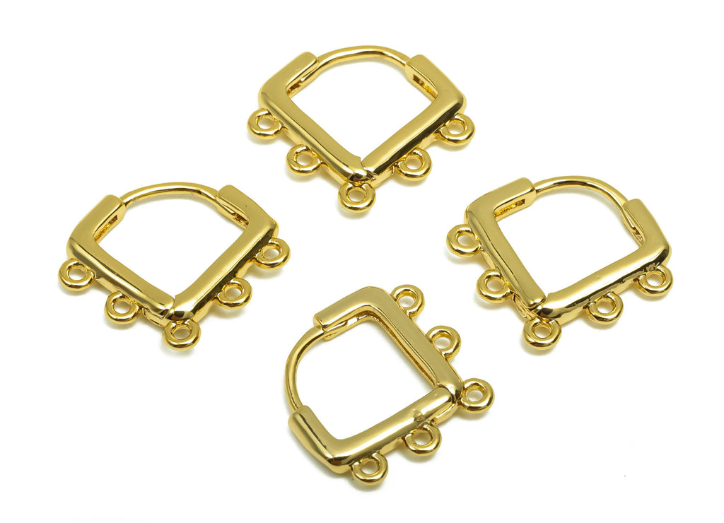 Square Huggie Hoop Earring - Brass Earring Clasp With Loop - Brass Hoop Earring For Tassel Chain - 18K Real Gold Plating -14x14.x2mm-RGP8337 - DOMEDBAZAAR