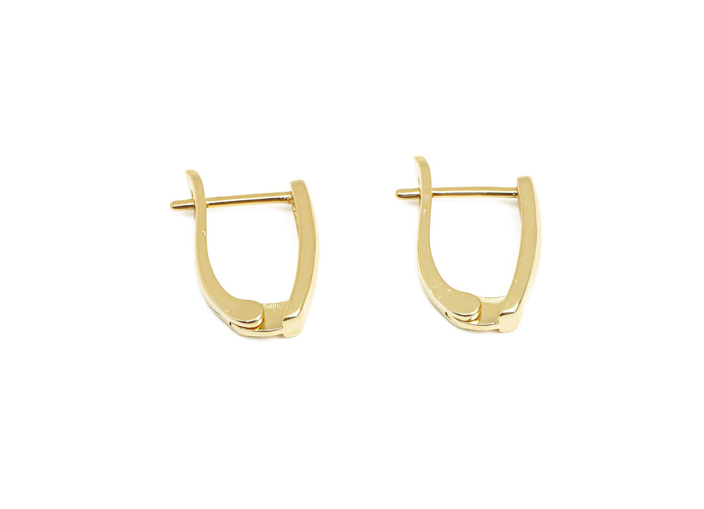 Brass Leverback Earring Clasp - Gold D Huggie Hoop Earring - Minimalist D Hoop Earring - 18K Real Gold Plated - 17.2x11.7x1.6mm - RGP7653 - DOMEDBAZAAR