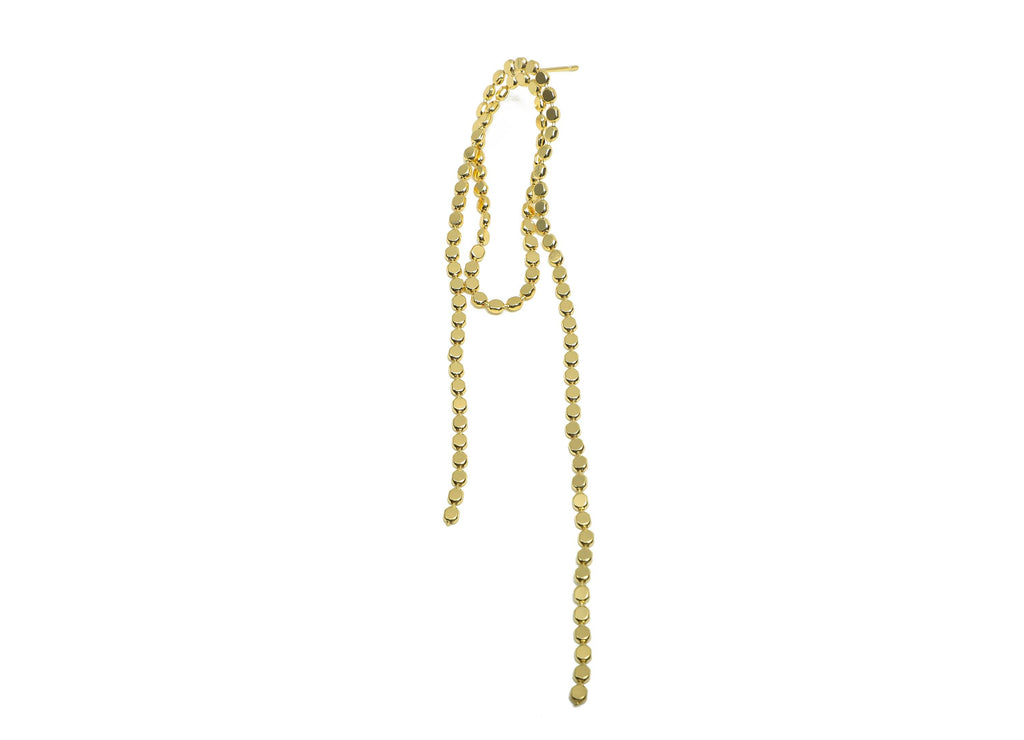 Brass Beads Tassel Earring - Gold Beads Chain Earring Stud - Beads Long Chain Earring Post - 18K Real Gold Plating- 95.5x15.3x2.2mm -RGP8270 - DOMEDBAZAAR