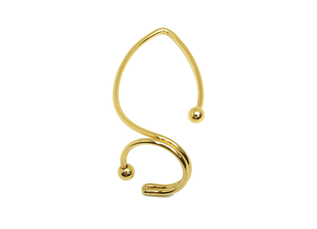 Brass Hoop Cuff Earring - Brass Hoop Wire Cuff Earring - Ring Hoop Ball Cuff Earring - 18K Real Gold Plating - 40.64x21.88x1.3mm - RGP7872 - DOMEDBAZAAR