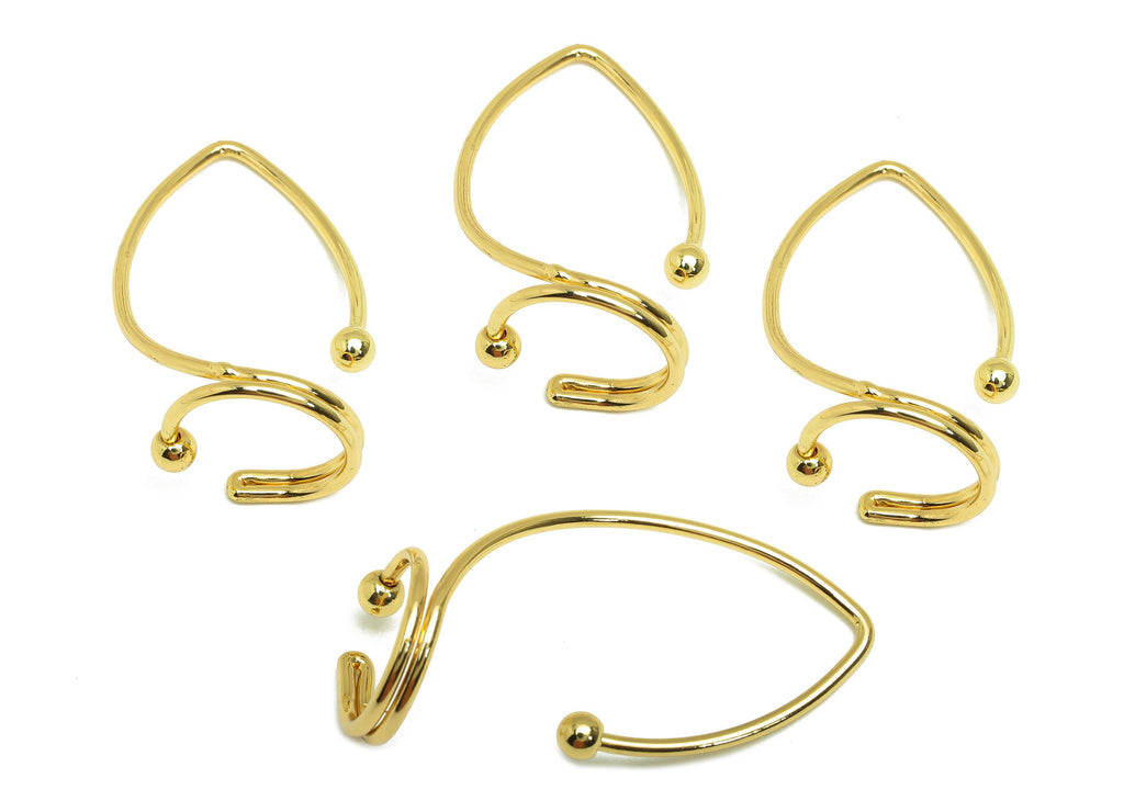 Brass Hoop Cuff Earring - Brass Hoop Wire Cuff Earring - Ring Hoop Ball Cuff Earring - 18K Real Gold Plating - 40.64x21.88x1.3mm - RGP7872 - DOMEDBAZAAR