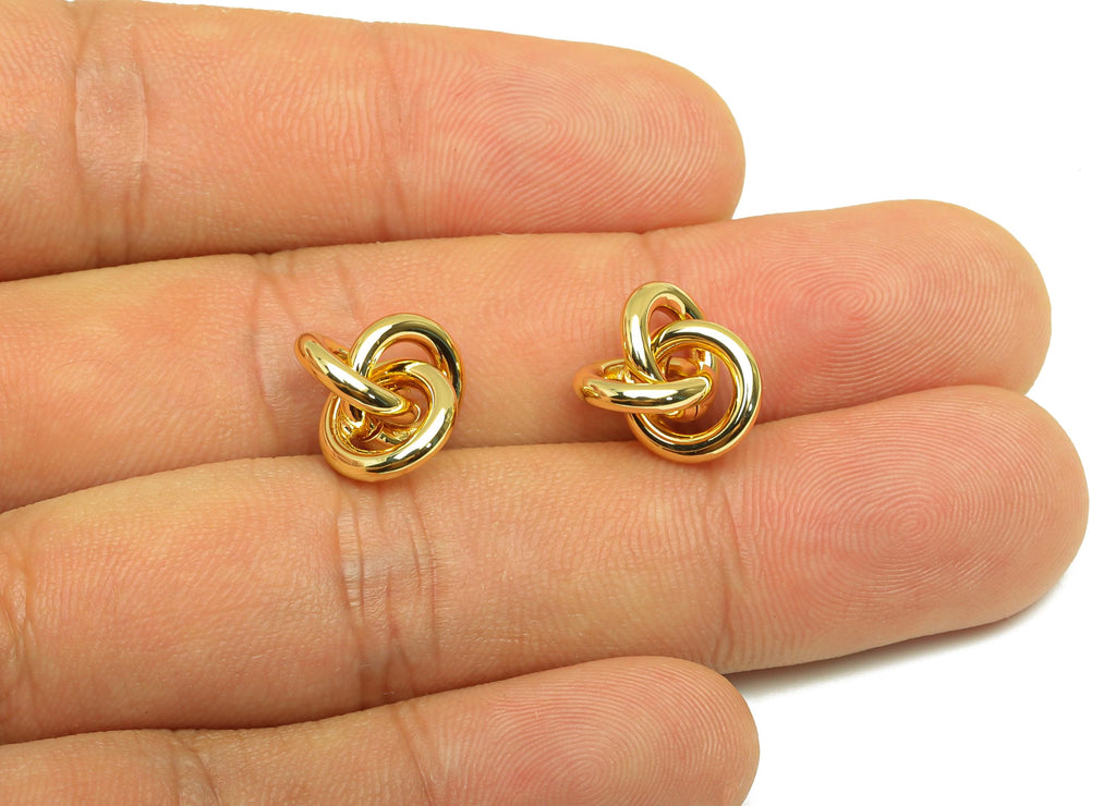 Brass Interwoven Earring Charm - Jump Ring Earring Charm - Bead Earring Charm - Bracelet Beads  - 18K Real Gold Plating - 12x12x6mm -RGP7878 - DOMEDBAZAAR