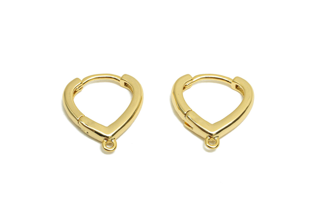 Brass Huggie Hoop Earring - For Women - Brass Teardrop Hoop Clasp Earring For Tassel - 18K Real Gold Plating - 15.5x13.61x2.53mm - RGP8311 - DOMEDBAZAAR