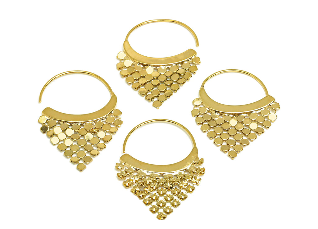 MJ101195 Push Back Stud Earring - Brass -  Silveer Stud Earring - 18k Real Gold Plating - DOMEDBAZAAR
