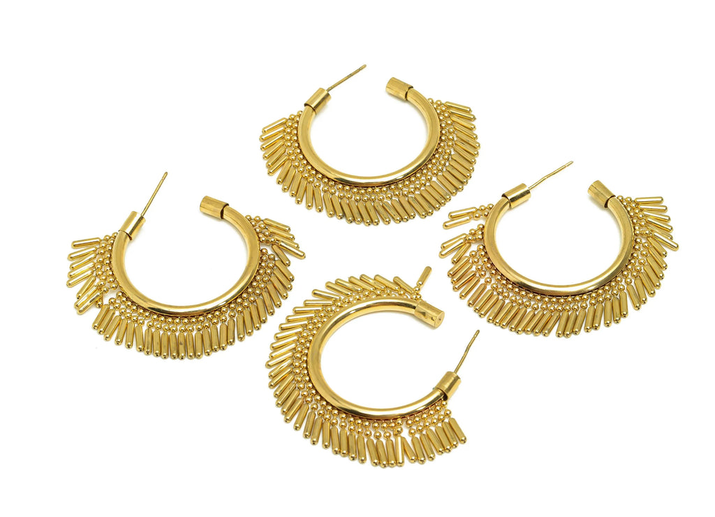 MJ101200 Push Back Stud Earring - Brass -  Silveer Stud Earring - 18k Real Gold Plating - DOMEDBAZAAR