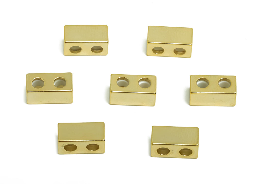 Brass Rectangle Cylinder Rubber - Sliding Beads Nuts - Rectangle Adjustable Stopper Beads - 18K Real Gold Plating - 10x4.85x4.88mm - RGP8653 - DOMEDBAZAAR