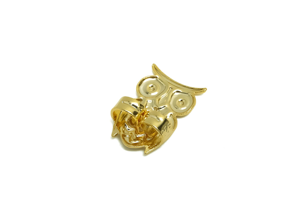 Brass Owl Earring Backs - Brass Textured Owl Back - Earring Stud Back Stopper - Post Nuts - 18K Real Gold Plating - 14x9x4.17mm - RGP8658 - DOMEDBAZAAR