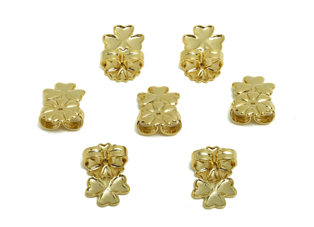 Brass Heart Earring Backs - Brass Flower Back - Earring Stud Back Stopper - Gold Jewelry - 18K Real Gold Plating - 15.21x9x5.24mm - RGP8661 - DOMEDBAZAAR