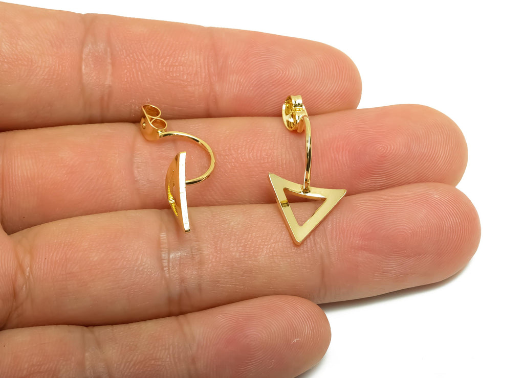 Brass Earring Backs - Brass Tirangle Earring Back - Earring Stud Back Stopper - Gold Jewelry - 18K Real Gold Plating - 27x13x1mm - RGP8669 - DOMEDBAZAAR