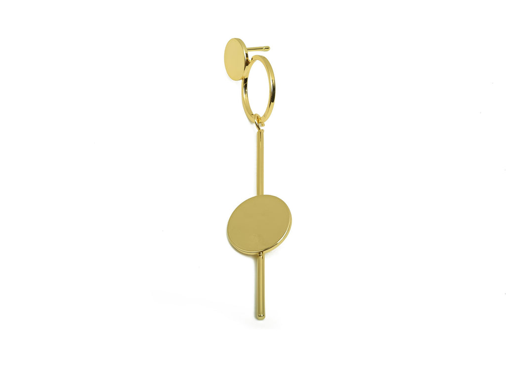 Brass Round Dangle Earring Post - Brass Double Circle Earring Stud - Ring Wire Earring Post  - 18K Real Gold Plating - 70x15x16mm - RGP8013 - DOMEDBAZAAR