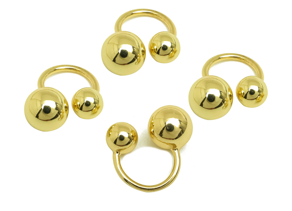 Brass Minimalist Ear Cuff - Gold Thick Ball Earring Cuff - Minimalist Ball Cuff Earring - 18K Real Gold Plated -13.76x11.65x0.86mm - RGP7945 - DOMEDBAZAAR