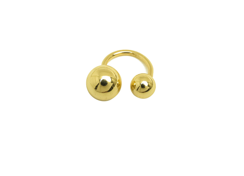 Brass Minimalist Ear Cuff - Gold Thick Ball Earring Cuff - Minimalist Ball Cuff Earring - 18K Real Gold Plated -13.76x11.65x0.86mm - RGP7945 - DOMEDBAZAAR