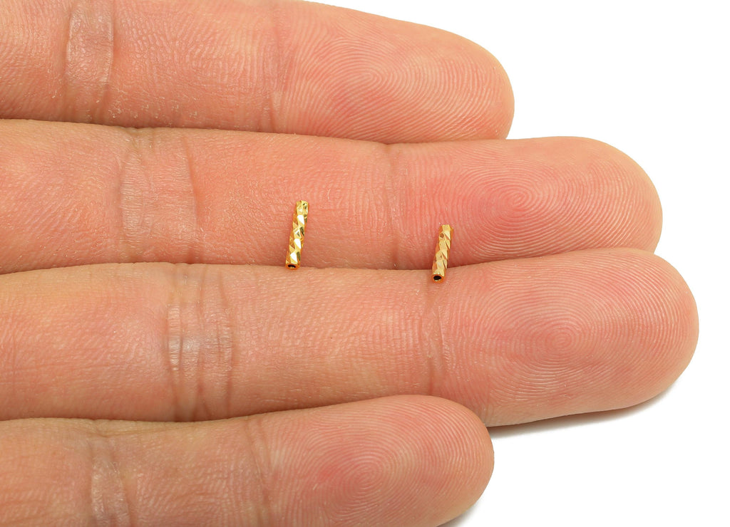 1.5*7 Batch Flower Straight Tube - Brass Textured Circle Pipes for Geometric - For Air Plants - DIY Tubes  - 18K Real Gold Plating - RGP9958 - DOMEDBAZAAR