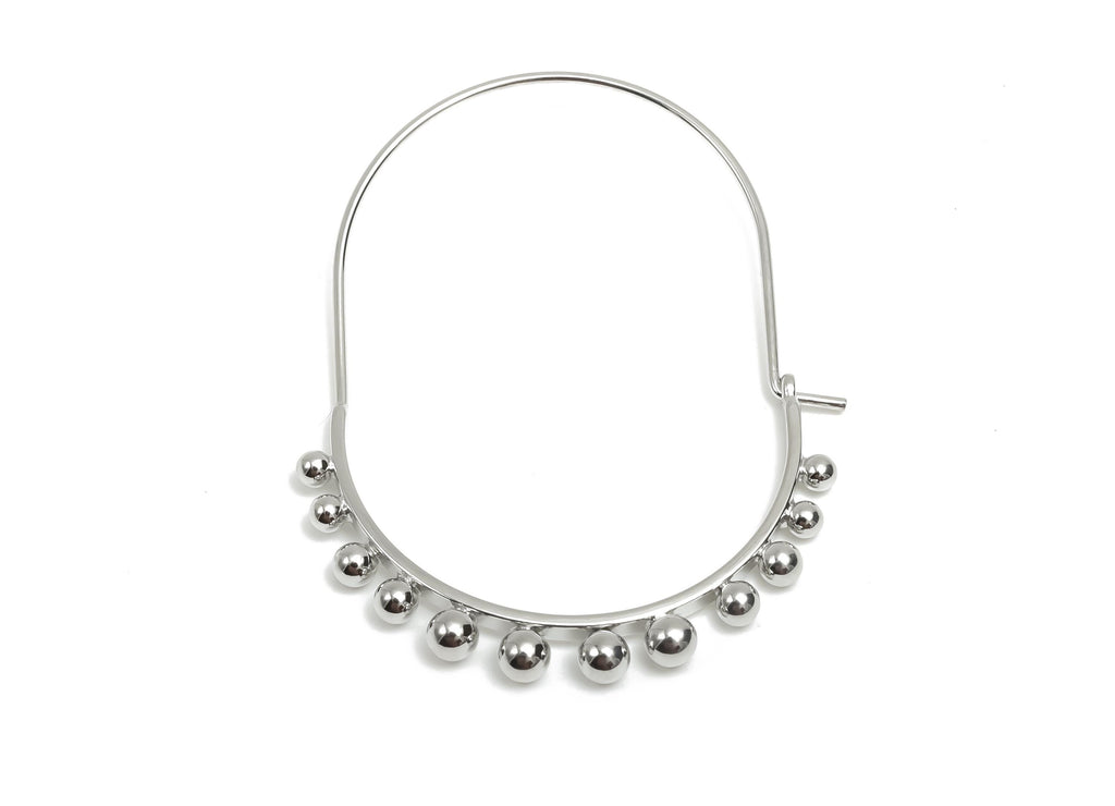 Brass Huge Beaded Wire Hoop Earring - Brass Hoop Earring - Beaded Hoop Earring - 18K Real White Gold Plating - 46.3x35.7x3.33mm - RGP8093 - DOMEDBAZAAR