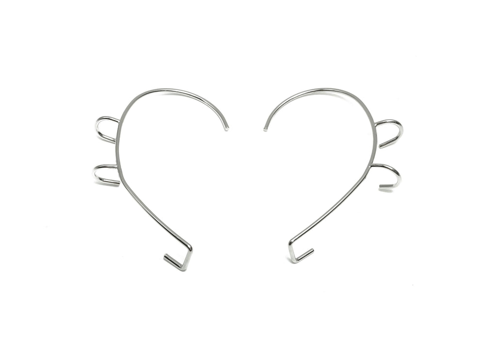 Brass Wires Ear Cuff Earring - Wires Earring Bone Hanging - Hanging Ear Cuff Earring - 18K Real White Gold Plating - 60.4x39.6x1mm - RGP8085 - DOMEDBAZAAR