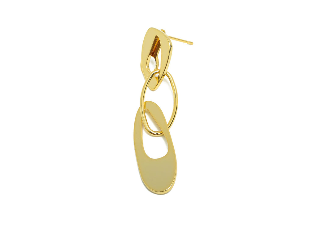 Brass Irregular Oval Earring - Oval Dangle Earring Post for Woman&#39;s - Gold Earring Stud - 18K Real Gold Plating -48.52x8.89x0.99mm -RGP8707 - DOMEDBAZAAR