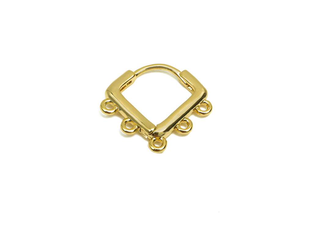 Square Huggie Hoop Earring - Brass Earring Clasp With Loop - Brass Hoop Earring For Tassel Chain - 18K Real Gold Plating -14x14.x2mm-RGP8337 - DOMEDBAZAAR