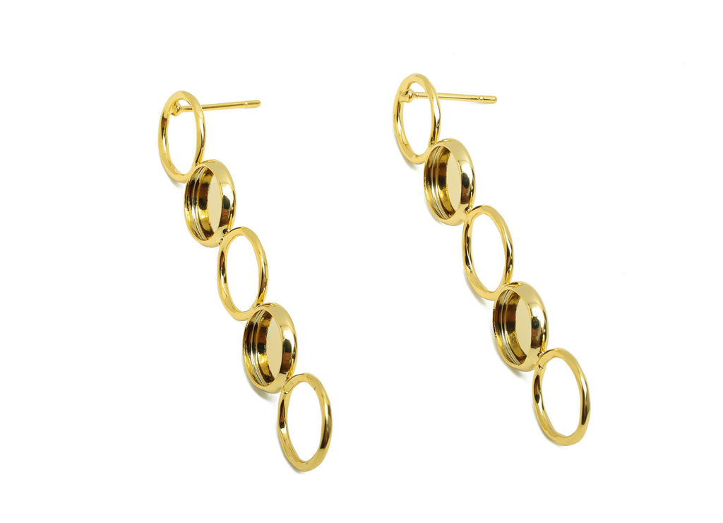 Brass Round Earring Stud - Circle Earring Post for Woman&#39;s - Gold Geometry Stud Earring - 18K Real Gold Plating - 51.63x10.15x1.04mm-RGP8721 - DOMEDBAZAAR