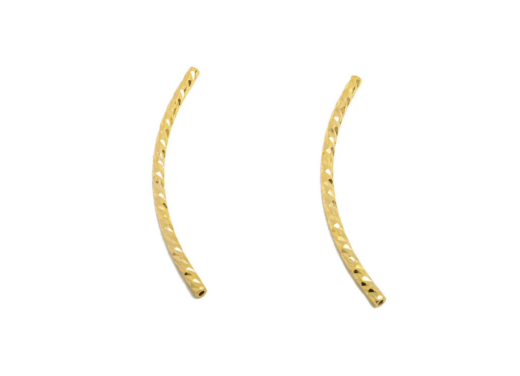 1.5*30 Twisted Chain Links Tube - Brass Textured Pipes for Tubes - Gold Twisted Chain Parts - 18K Real Gold Plated - 30x1.5x1.5mm - RGP10198 - DOMEDBAZAAR