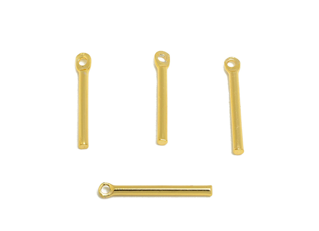 1.2*14mm Stick Earring Charm - Brass Minimalist Gold Bar Pendant - Bar Necklace Charms - Gold Jewelry- 18K Real Gold Plating - RGP10210 - DOMEDBAZAAR
