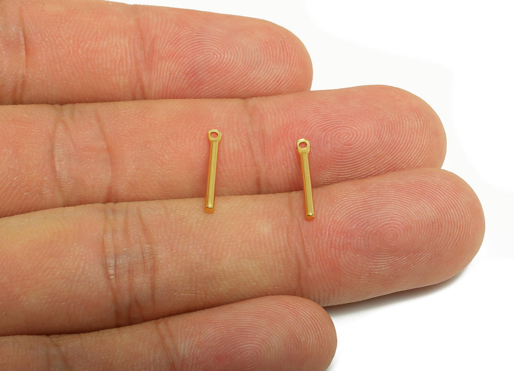 1.2*14mm Stick Earring Charm - Brass Minimalist Gold Bar Pendant - Bar Necklace Charms - Gold Jewelry- 18K Real Gold Plating - RGP10210 - DOMEDBAZAAR