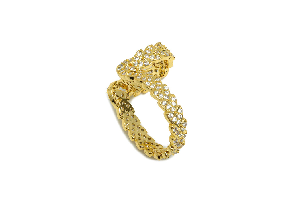 Brass Wheat Cuff Earring - Wire Hook Earring for Girls - Cubic Zircon Wheat Cuff Earring - 18K Real Gold Plating - 26.9x15.6x1.58mm- RGP8847 - DOMEDBAZAAR