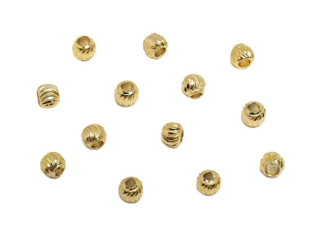 Gold Swirl Spacer Bead - Brass Golden Filigree Bead - DIY Jewelry Making Supply - 18K Real Gold Plating - 2.73x2.5x2.73mm - RGP10159 - DOMEDBAZAAR