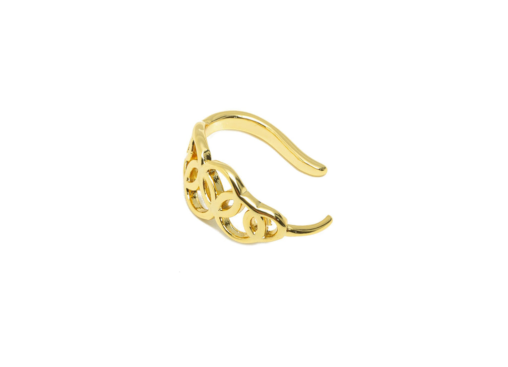 Brass Earring Wire - Gold Intertwined Circle Earring Cuff - Geometric Earring Statement - 18K Real Gold Plating - 17.6x14.7x8.6mm - RGP8877 - DOMEDBAZAAR