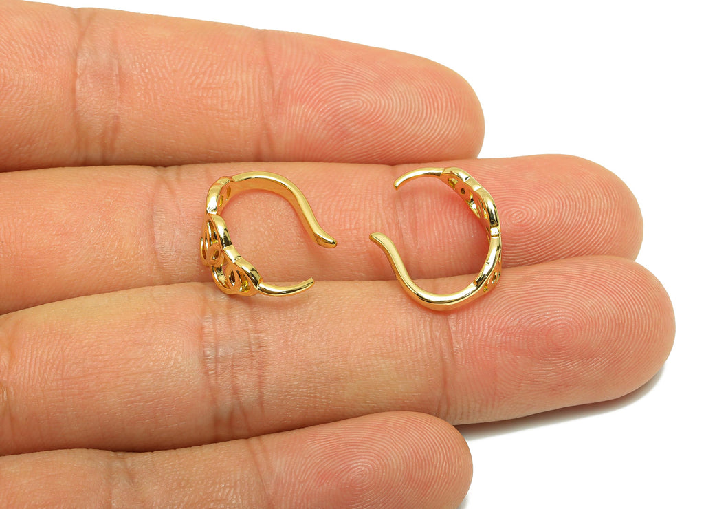 Brass Earring Wire - Gold Intertwined Circle Earring Cuff - Geometric Earring Statement - 18K Real Gold Plating - 17.6x14.7x8.6mm - RGP8877 - DOMEDBAZAAR