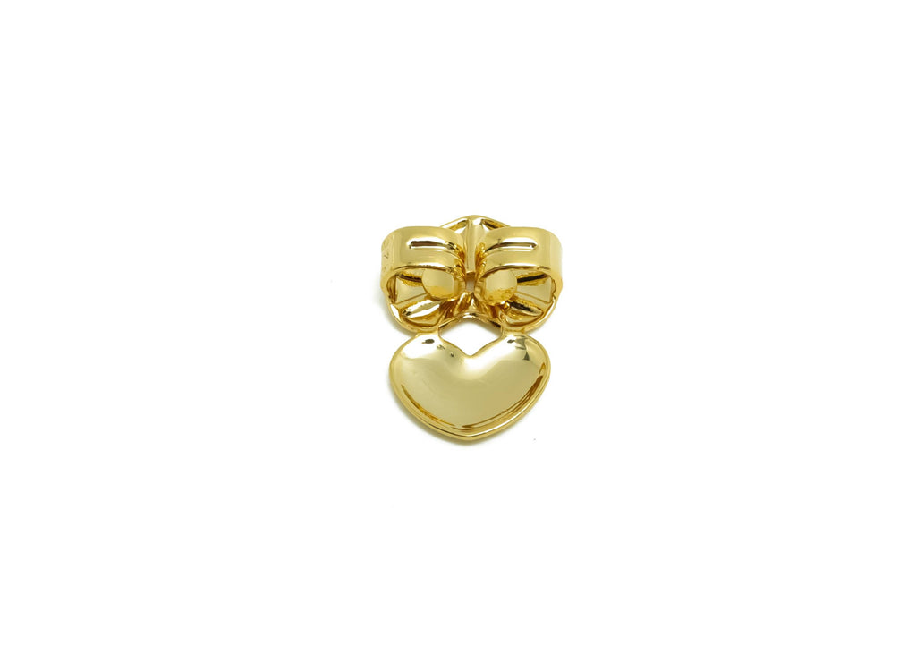 Brass Heart Earring Backs - Brass Textured Heart Back - Earring Stud Back Stopper - Post Nuts - 18K Real Gold Plating - 13x9x5mm - RGP8659 - DOMEDBAZAAR
