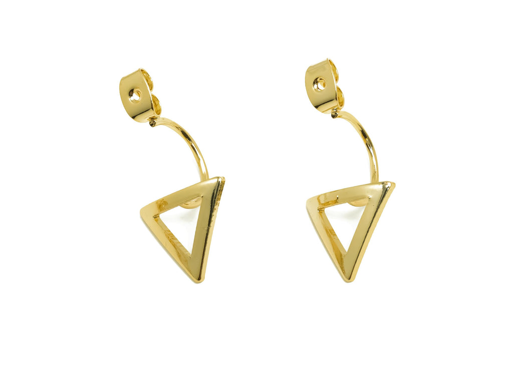 Brass Earring Backs - Brass Tirangle Earring Back - Earring Stud Back Stopper - Gold Jewelry - 18K Real Gold Plating - 24x13x1mm - RGP8682 - DOMEDBAZAAR